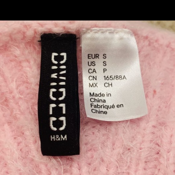 H&M DIVIDED🤩PINK CROP SWEATER KNIT Small v neck - Picture 4 of 4